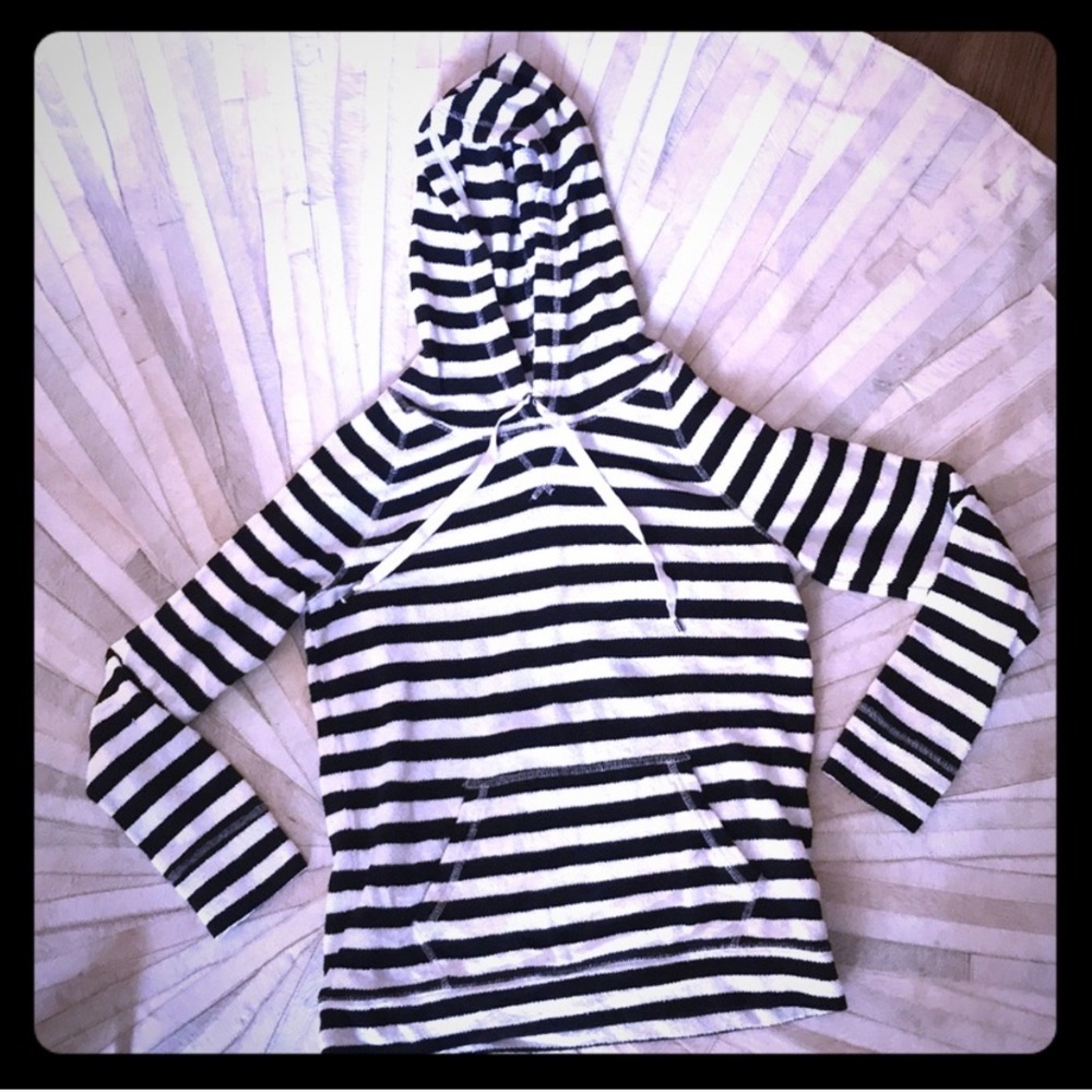 JCrew black and white striped hoodie size Medium